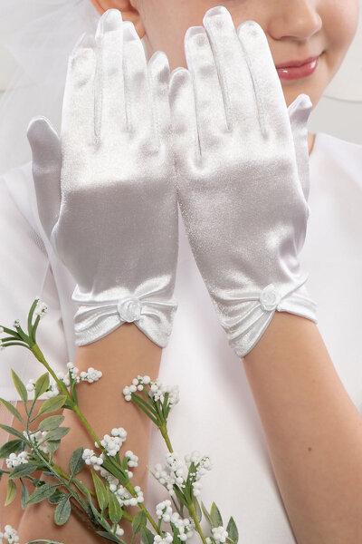 Rękawiczki z białą różyczką NR8